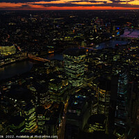Buy canvas prints of Aerial London illuminated night view financial business center  by Spotmatik 