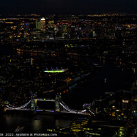 Buy canvas prints of Aerial illuminated London Tower Bridge river Thames travel by Spotmatik 