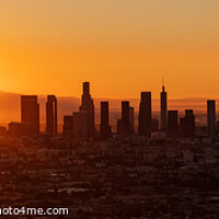 Buy canvas prints of Aerial Panoramic a colorful American sunrise Los Angeles  by Spotmatik 