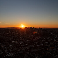 Buy canvas prints of Aerial sunrise view of Urban Los Angeles USA by Spotmatik 