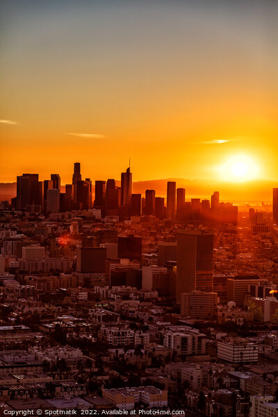 Aerial sunrise view of Urban Los Angeles California Picture Board by Spotmatik 