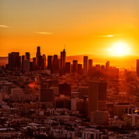 Buy canvas prints of Aerial sunrise view of Urban Los Angeles California by Spotmatik 