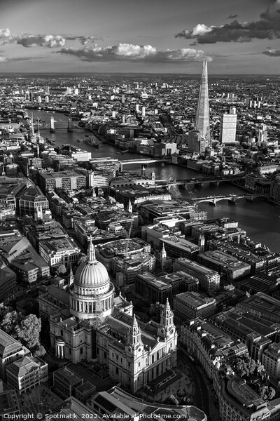 Aerial London famous buildings river Thames UK Picture Board by Spotmatik 