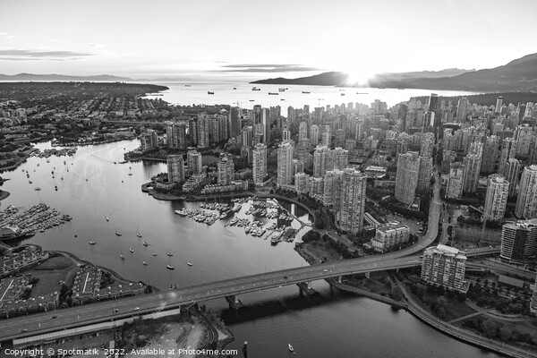 Aerial sunset view Vancouver skyscrapers Bridge Canada Picture Board by Spotmatik 
