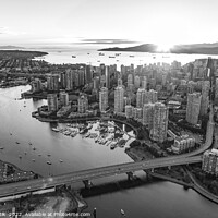 Buy canvas prints of Aerial sunset view Vancouver skyscrapers Bridge Canada by Spotmatik 