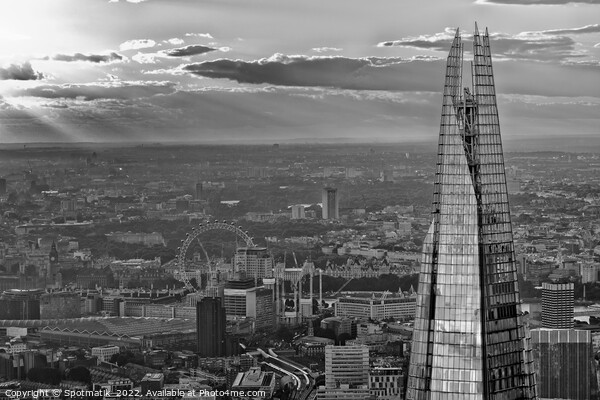 Aerial sunset over The Shard skyscraper London  Picture Board by Spotmatik 