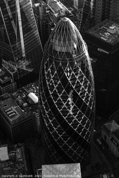 Aerial Gherkin London skyscraper building Picture Board by Spotmatik 