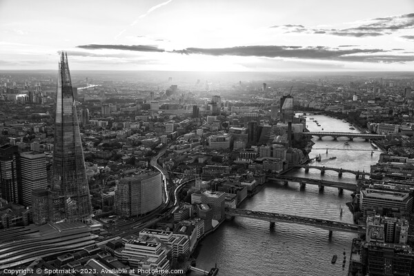Aerial Shard skyscraper sunset view London Capital Picture Board by Spotmatik 