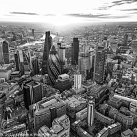 Buy canvas prints of Aerial London sunset financial district city skyscrapers UK by Spotmatik 