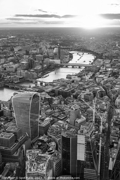 Aerial London sunset Walkie Talkie building city Financial district UK Picture Board by Spotmatik 