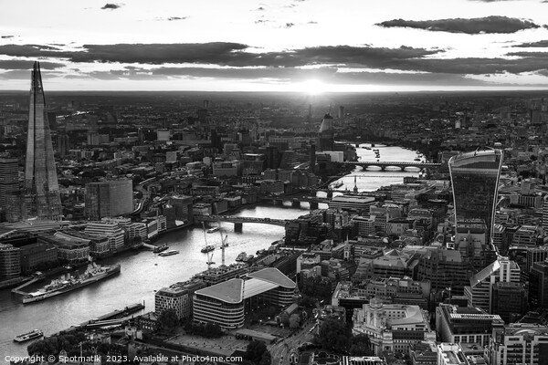 Aerial sunset view London city Financial district  Picture Board by Spotmatik 
