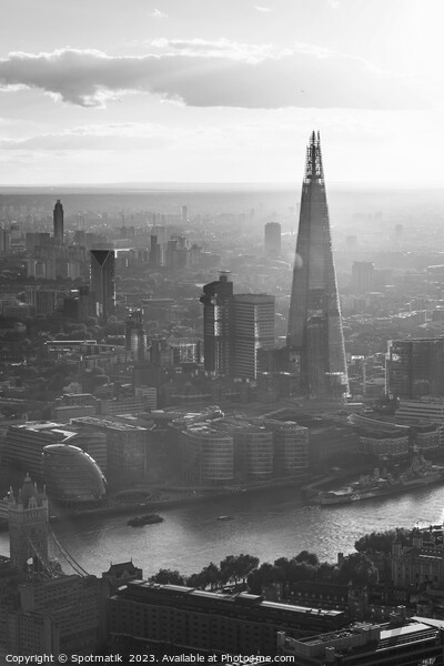 Aerial London sunset view Shard river Thames Picture Board by Spotmatik 