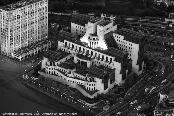 Aerial view London MI6 Government Building River T Picture Board by Spotmatik 