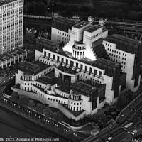 Buy canvas prints of Aerial view London MI6 Government Building River T by Spotmatik 