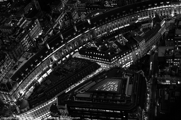 Aerial illuminated London view retail buildings Picture Board by Spotmatik 
