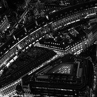 Buy canvas prints of Aerial illuminated London view retail buildings by Spotmatik 