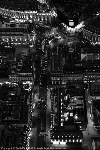Aerial illuminated London view Piccadilly Circus Picture Board by Spotmatik 