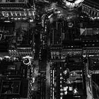 Buy canvas prints of Aerial illuminated London view Piccadilly Circus by Spotmatik 
