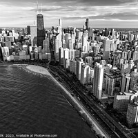 Buy canvas prints of Aerial Chicago skyscrapers  Lake Michigan by Spotmatik 