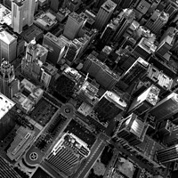 Buy canvas prints of Aerial Chicago rooftop view City front Plaza skyscrapers by Spotmatik 