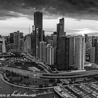 Buy canvas prints of Aerial Panorama Chicago sunset Millennium Park  by Spotmatik 