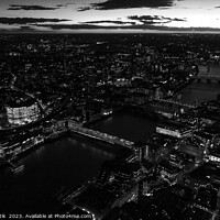 Buy canvas prints of Aerial London city night view river Thames by Spotmatik 