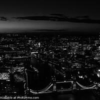 Buy canvas prints of Panoramic Aerial night London view of Tower Bridge England by Spotmatik 