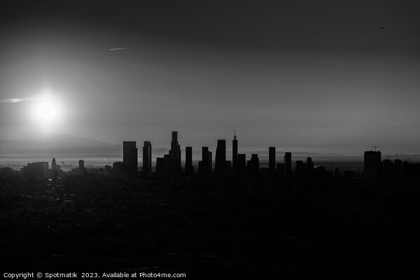 Aerial Silhouette of Los Angeles sunrise USA Picture Board by Spotmatik 