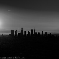 Buy canvas prints of Aerial Silhouette of Los Angeles sunrise USA by Spotmatik 