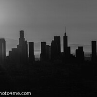 Buy canvas prints of Aerial Panorama sunrise Silhouette view of Los Angeles  by Spotmatik 