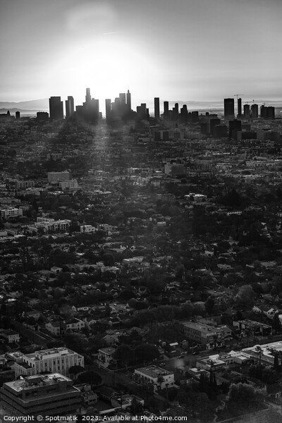 Aerial cityscape sunrise view of Los Angeles city  Picture Board by Spotmatik 