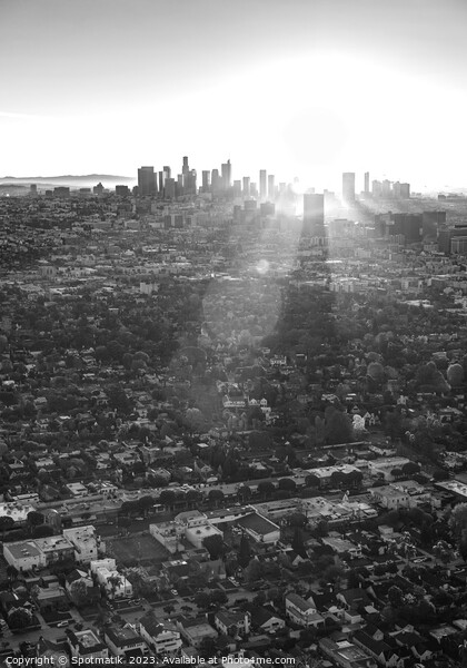 Aerial sunrise view of Los Angeles skyline California Picture Board by Spotmatik 