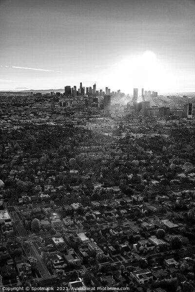 Aerial cityscape sunrise over downtown Los Angeles Picture Board by Spotmatik 
