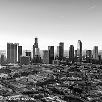 Buy canvas prints of Aerial Panoramic skyline view of sunrise Los Angeles  by Spotmatik 