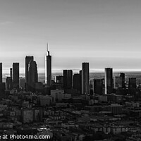 Buy canvas prints of Aerial Panoramic view of Los Angeles sunrise USA by Spotmatik 