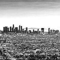 Buy canvas prints of Aerial Panoramic downtown sunrise view Los Angeles by Spotmatik 