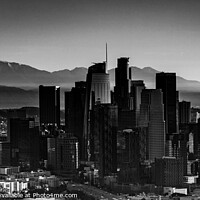 Buy canvas prints of Aerial Panorama view sunrise downtown Los Angeles by Spotmatik 