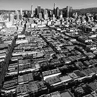 Buy canvas prints of Aerial of Urban Los Angeles city skyscrapers USA by Spotmatik 
