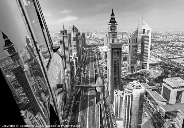 Aerial Helicopter view of Dubai Sheikh Zayed Road Picture Board by Spotmatik 