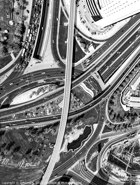 Aerial of Dubai junction Intersection Sheikh Zayed Picture Board by Spotmatik 