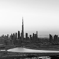 Buy canvas prints of Aerial Panorama Dubai sunset Burj Khalifa  by Spotmatik 