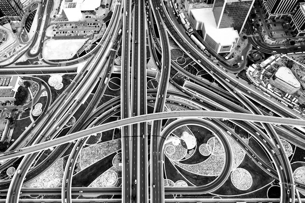 Aerial Dubai Intersection Sheikh Zayed Road Picture Board by Spotmatik 