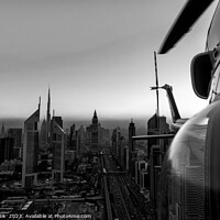 Buy canvas prints of Aerial Dubai sunset helicopter Sheikh Zayed Road by Spotmatik 