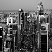 Buy canvas prints of Aerial Dubai sunset view Sheikh Zayed Road Highway by Spotmatik 