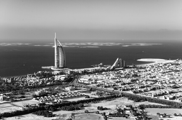 Aerial Dubai Burj Al Arab Hotel coastline UAE  Picture Board by Spotmatik 