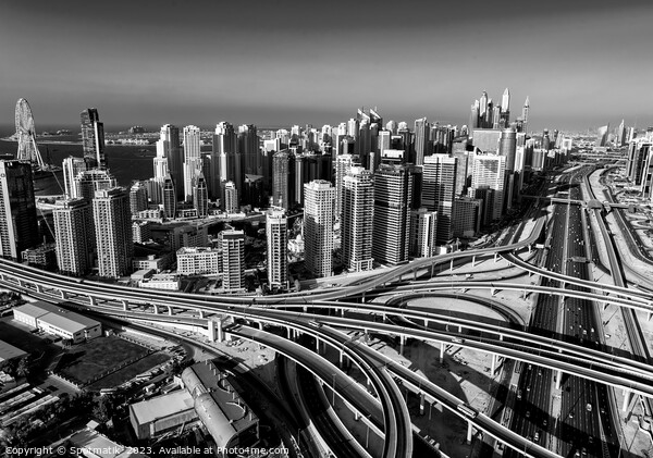 Aerial Dubai city skyscrapers highway interchange Picture Board by Spotmatik 