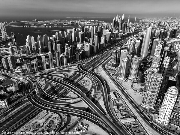 Aerial view of Dubai Interchange Sheikh Zayed Road Picture Board by Spotmatik 
