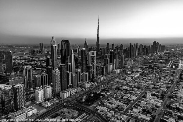 Aerial skyline view of Dubai city skyscrapers UAE Picture Board by Spotmatik 