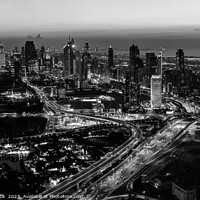Buy canvas prints of Aerial Dubai sunset Burj Khalifa UAE by Spotmatik 