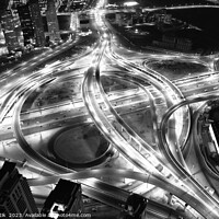 Buy canvas prints of Aerial night Dubai Intersection Sheikh Zayed Road  by Spotmatik 